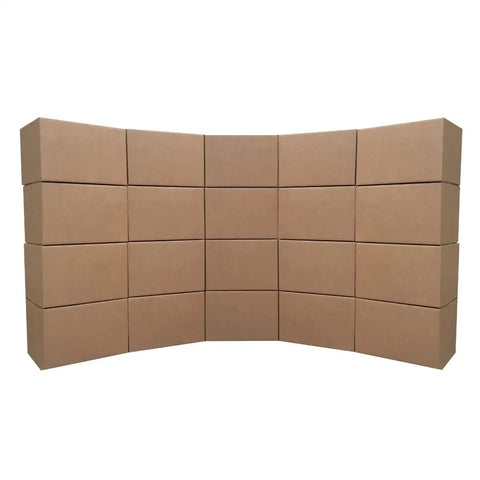 Heavy Duty Medium Moving Boxes 20 Pack Corrugated Cardboard Crates 18X14X12 Inches stacked in a curved formation for efficient storage.