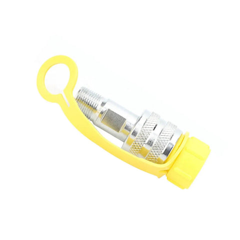 Heavy Duty Hydraulic Quick Connect Couplers ZG3/8 plated male adapter with yellow lock sleeve for secure fitting.