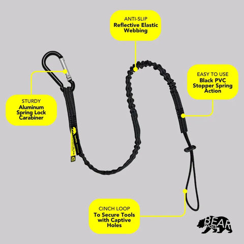 Tool Safety Lanyard With Carabiner Adjustable Loop For Working At Height 3 Ft Durable Pro Grade Lanyard with highlighted features