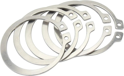 50 Pcs Heavy Duty External Circlips C-Clip Retaining Rings made from 304 Stainless Steel, 7mm and 10mm sizes displayed in a group.