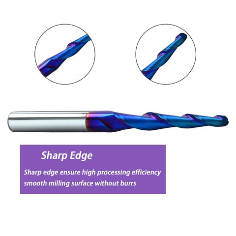Ballnose Upcut CNC Spiral Router Bit With One Quarter Inch Shank For 2D And 3D Carving Pro Grade Nano Blue Coating For Sharp Edges