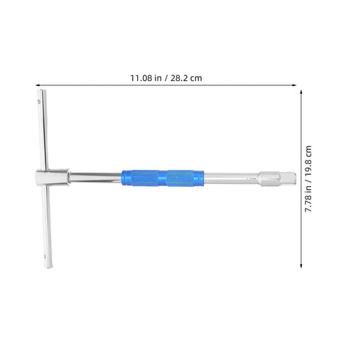 Go To Grease Monkey Approved T Handle Hex Wrench Featuring Adjustable Ratcheting Socket Design, blue metal, 11.08 in for tight spaces.