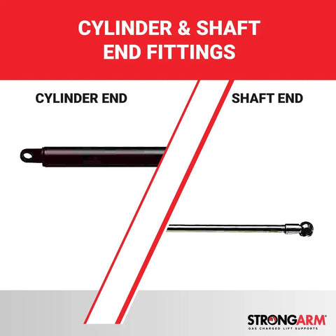 Two Pack Beefy Hatch Lift Supports With Smooth Operating Gas Struts For Tailgate Replacement Hassle Free Install And Durable Construction For Nissan Pulsar Drivers showing cylinder and shaft end fittings.