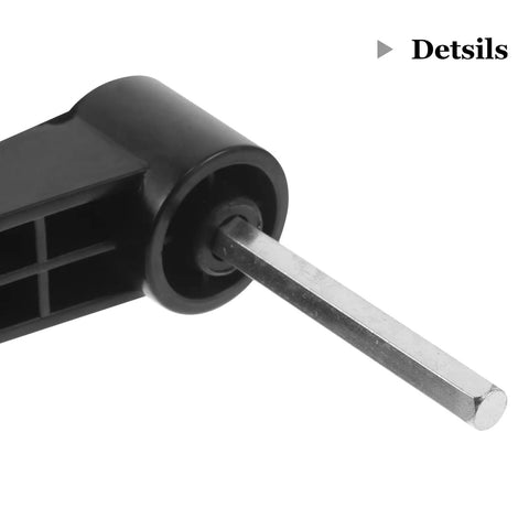 Solid 2 Piece Manual Crank Handle Replacement For Height Adjustable Office Desk Lift Quiet Silent Operation No Sweat Setup Heavy Duty Black Finish Upgrades Workshop Gear close-up view of black plastic crank handle with metal square shaft.
