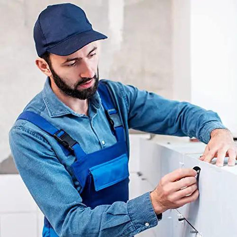 Person using Badass Heavy Duty Magnetic Stud Finder Wall Scanner For Drywall Tile And Plywood Detection with 27 lb pull.