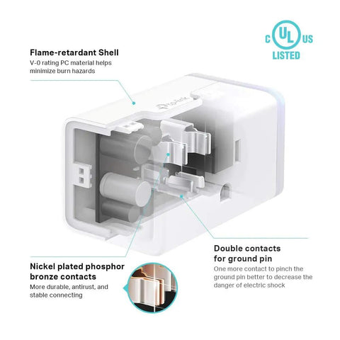 Smart WiFi Plug Outlet That Lets You Control Lamps And Gadgets From Anywhere With Hands Free Voice Control Via Alexa Google Home And IFTTT No Hub Required Remote Control Scheduling 15 Amp UL Certified 4-Pack White internal view showing components