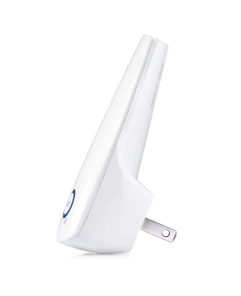 Top Shelf N300 WiFi Range Extender That Straight Up Kills Stubborn Dead Spots, compact design with plug for wall outlet.
