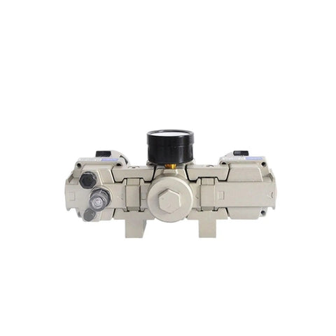 Front view of Three Eighth Inch Pneumatic FRL Air Filter Regulator Combination AF3000 AR3000 AL3000 Treatment Unit for compressed air systems.