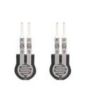 MECCANIXITY FSR-400sB thin-film pressure sensor pads, two-pack, black base with silver terminals, front view