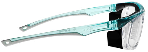 Lead Shielded Safety Glasses With.75mm Pb Eq Lenses And.50mm Pb Eq Side Shields, TR-90 Frame, Silicone Nose Pads, Teal Color, side view