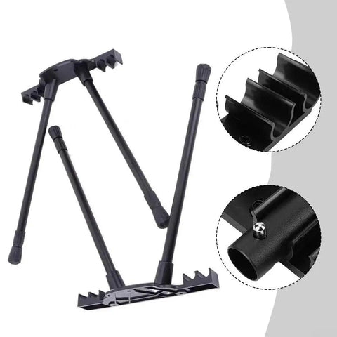 Hella Solid Folding Replacement Table Legs With Adjustable Height Support Stand For Outdoor Camping And Backyard Hangouts shown in black metal with twist locks.