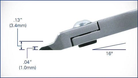 Close-up side view of cutters with taper head relieved flush edges and standard handle made in USA from high grade alloy steel