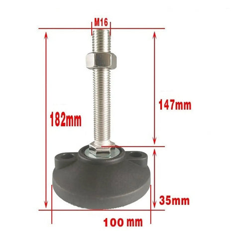 Hella Sturdy Carbon Steel Adjustable Leveling Feet 12 Pack Support Legs With Quick Threaded Screw Design. Dimensions shown for leveling foot.