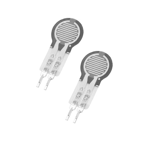 Two round force-sensitive resistor discs with dual silver leads; 2 pcs thin-film pressure sensors