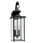 Jamestowne Outdoor Wall Sconce 2-Light Exterior Lantern With 7W Total Black Finish Weatherproof Aluminum Housing detail view.