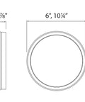 Diagram of Geos 10 Inch LED Round Low Profile Flush Mount Ceiling Light 3000K Warm White Titanium Finish with dimensions