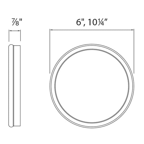 Diagram of Geos 10 Inch LED Round Low Profile Flush Mount Ceiling Light 3000K Warm White Titanium Finish with dimensions