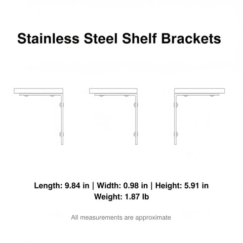 Heavy Duty Stainless Steel L Bracket Corner Brace For Floating Shelves And Furniture Reinforcement side view illustration