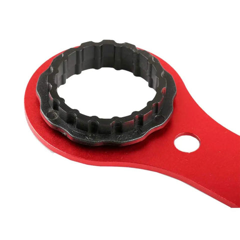 Close-up of Heavy Duty Aluminum 7075 Bottom Bracket Wrench For External Bearing Cups 44mm And 46mm With 16 And 24 Notches, showing head detail.