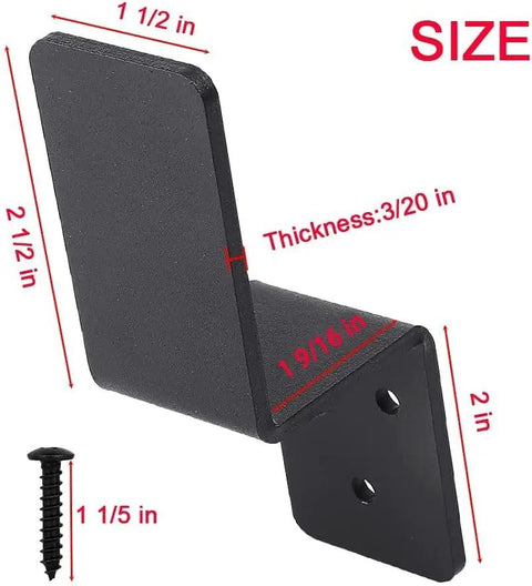 Heavy Duty Door Barricade Brackets Pair Metal Security Lock Reinforcement Kit With Pin Hole Setup dimensions showing steel thickness and screw size.