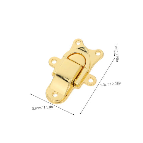 Stylish Vintage Zinc Alloy Duckbill Toggle Latch Set With All Mounting Hardware For Upgrading Wooden Jewelry Boxes And Cabinets In Super Cool Golden Finish You Will Love, gold latch measuring 5.3cm x 3.9cm.