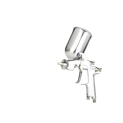 Professional Manual Pneumatic Paint Sprayer With Hella Adjustable Wide Fan Pattern For Smooth Auto Touch Ups And Precision Painting Tasks Lightweight Ergonomic Design For All Day Use, silver metal design.