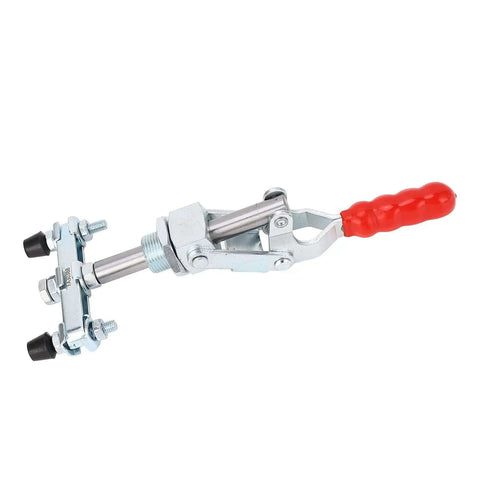 Push Pull Clamp Double Headed Toggle Clamp with 65.5mm stroke and 318kg clamping force, iron body with rubber pressure heads