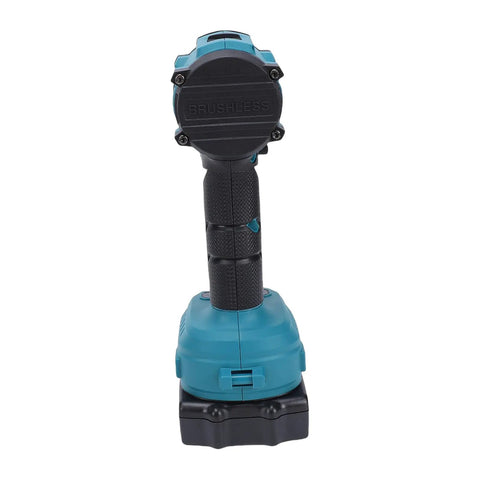 Badass Cordless Drill with Brushless Motor 55Nm Torque showing the rear view of the handle and battery pack, durable design for tough jobs.