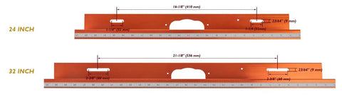 24 Inch Router Table Fence System With Feather Board Bit Guard Adjustable Stop Dust Port And Measuring Tape For Most Router Tables Aluminum Construction shown with dimensions.