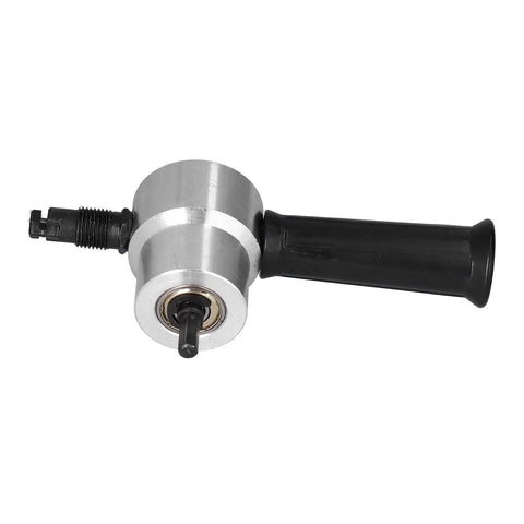 Double Head Metal Cutter Nibbler Drill Attachment with pro grade high speed steel blades, suitable for cutting thin metal and plastics.