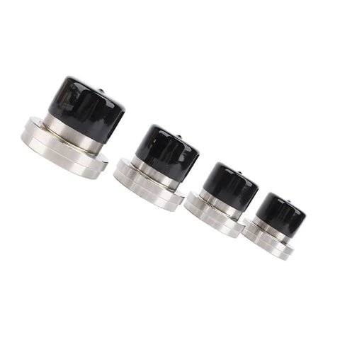 4 Pack Boat Trailer Bearing Protector Caps, Stainless Steel Wheel Bearing Covers With Dust Guard, lined up on white background