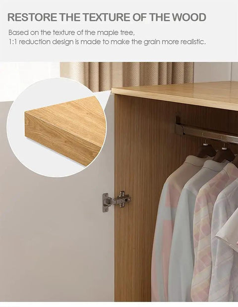 Oak Wood Peel And Stick Wallpaper For Cabinets And Drawers, light wood grain adhesive on open wardrobe interior