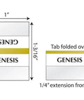 Slick Gold Edged Self Adhesive Bible Tabs For Old And New Testament Plus Catholic Books Quick Reference Page Markers with 'Genesis' label.