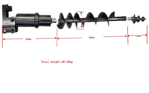 Auger Drill Attachment for Mini Excavators and Small Track Machines Beefed Up Heavy Duty Digger Drill With 70cm Bit, 46.55kg