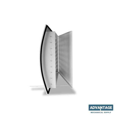 Direct To Duct Surface Grilles For HVAC Return Air Vents 30 By 6 Inches On 22 Inch Duct White Steel Finish Durable Metal Vent Cover Made To Order With 2 To 4 Weeks Production Time, side view
