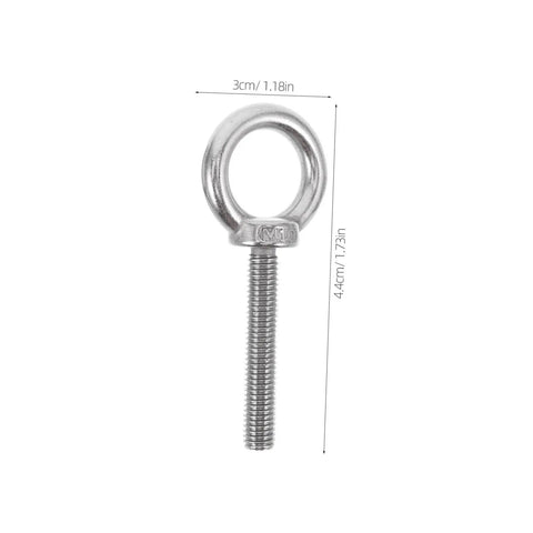 Stainless Steel Eye Bolt M10x60 Kit With Nuts And Washers Heavy Duty Threaded Eye Bolts Built To Last For Deep Structures And Thick Materials Secure Hook Points Durable Hardware For Industrial Outdoor And Workshop Use, M10 eye bolt 3cm head 4.4cm threaded shank