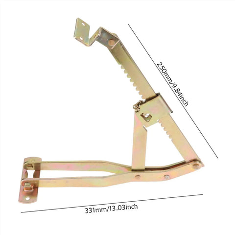 Adjustable Folding Lifting Bracket Set For Sofa Armrests And Massage Tables with measurements shown