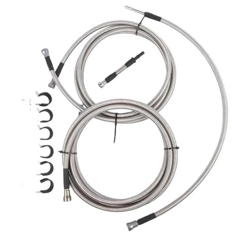 High Performance Diesel Fuel Line Kit Fits Chevy Silverado And GMC Sierra 2500 HD 3500 HD 6.6L V8 2004-2010 Super Turbo Direct Swap Replacement, braided steel hoses