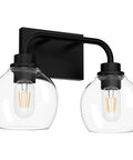 Industrial Style Bathroom Vanity Lighting Fixtures Four Light Matte Black Finish With Clear Globe Glass Farmhouse Bath Light