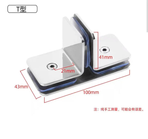 Set Of Two Glass Door Hinges For Shower Enclosures 304 Stainless Steel Fixed 0 90 135 180 Degree Brackets T Type Clip