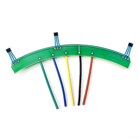 Dead Simple Electric Bike Motor Controller Board With 215 Hall Sensor Replacement Kit featuring a curved green PCB and colored wires.