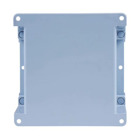 Heavy Duty Pvc Junction Box Six By Six By Four Inches With 172 Cubic Inch Capacity Matte Gray Housing, front view for clean cable organization.
