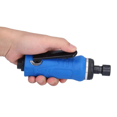 Pneumatic Right Angle Air Die Grinder With Sealed Ball Bearings Compact Design For Tight Spaces held in hand for polishing and grinding.