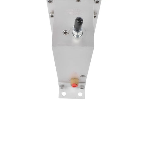 Heavy Duty Electric Over Hydraulic Brake Actuator Delivering Rock Solid 1600 Psi Stopping Power For Disc Trailer Brakes With No Sweat Four Wire Setup And Built In Bleeder Screw, aluminum frame, top view.