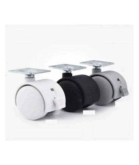 4 Pack 1.5 Inch Flat Stem Furniture Casters With Brakes For Bedside Tables And File Cabinets, Heavy Duty Black Swivel Wheels