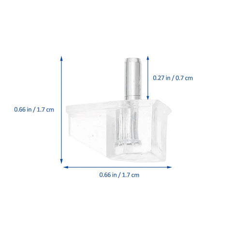 Side view of 20 piece plastic cabinet shelf pegs 3mm smooth surface pins dimensions for glass and wood shelves easy install.