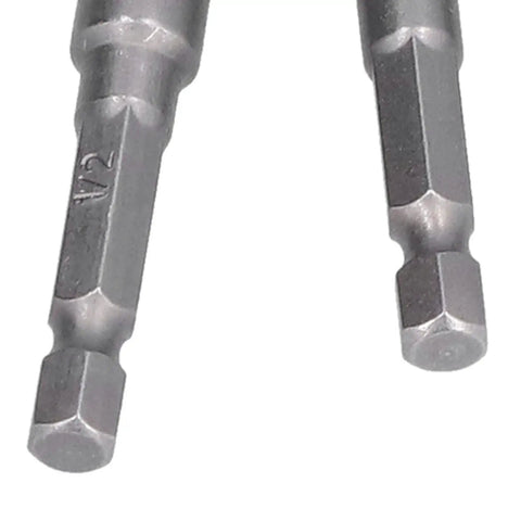 11 Piece Socket Adapter Kit With Hex Shank Square Head And Self Locking Design For Air Screwdriver Electric Drill Made From Durable Chrome Vanadium Steel For Heavy Duty Jobs That Really Pop In The Toolbox close-up of two 1/4-inch hex shanks