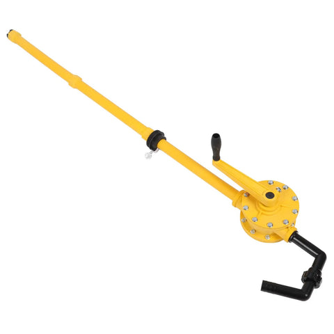 Thonlai Heavy Duty Manual Drum Hand Pump For 5 To 55 Gallon Barrels Portable Oil Transfer Pump with yellow design and durable materials.