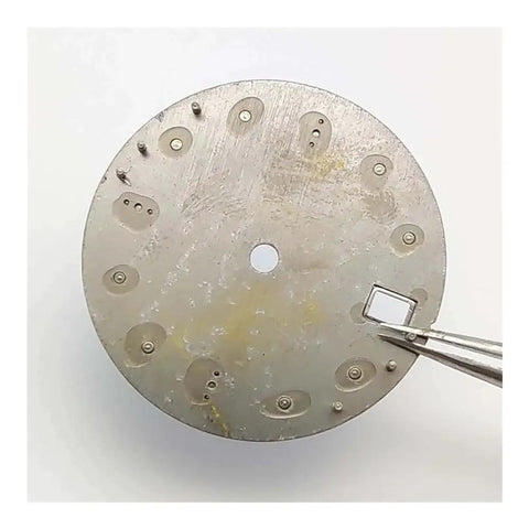 Back view of Starry Sky Green Luminous Watch Dial 28.5mm For NH35 NH36 Movements Replacement Dial Upgrade Kit with tools