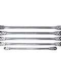 120 Tooth Ratcheting Wrench Set With Extra Long Flexible Design And 180 Degree Rotating Heads On Both Ends Spline Plus Gear Metric Sizes